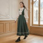 Dark Green Vintage Pinafore Midi Dress