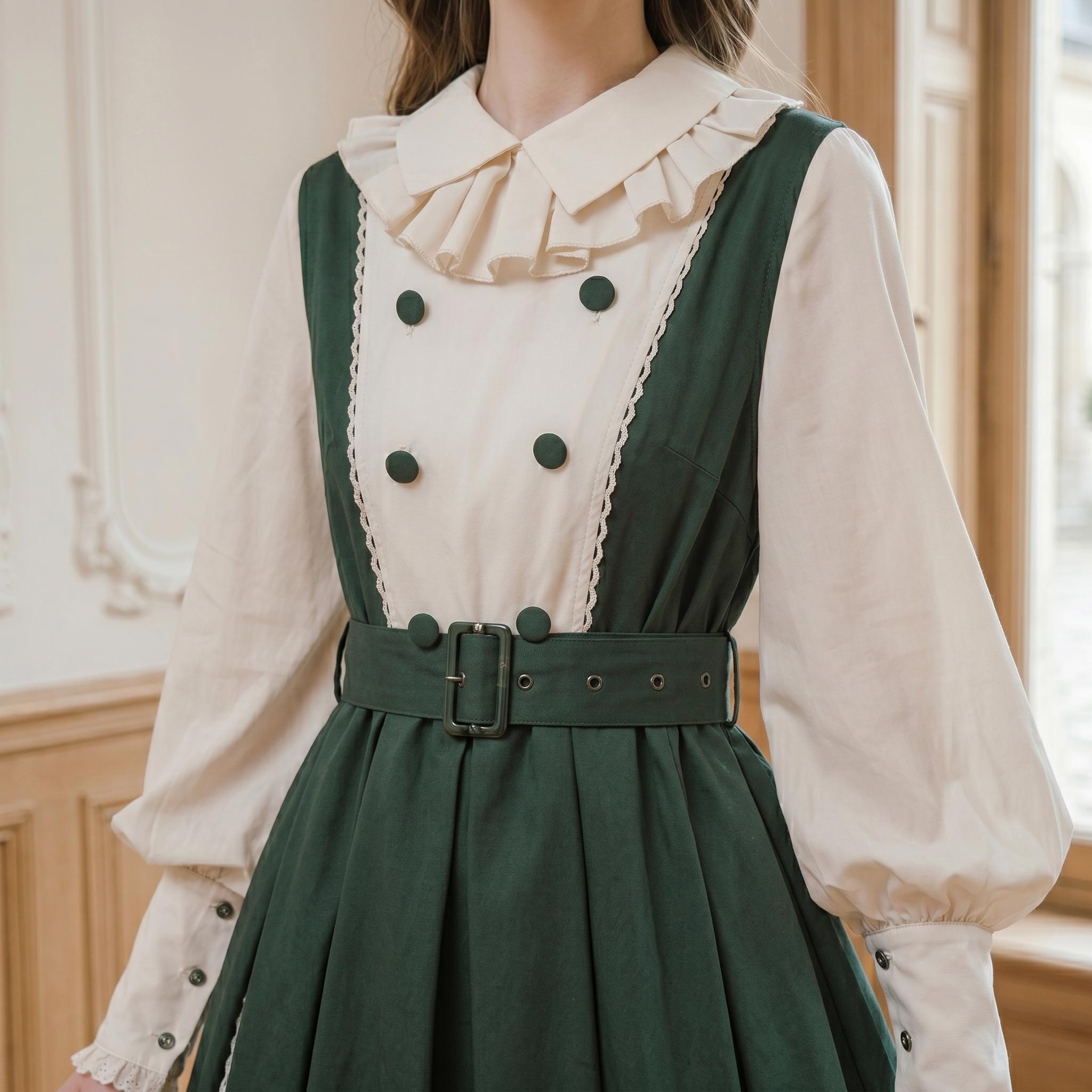 Dark Green Vintage Pinafore Midi Dress - Image 2