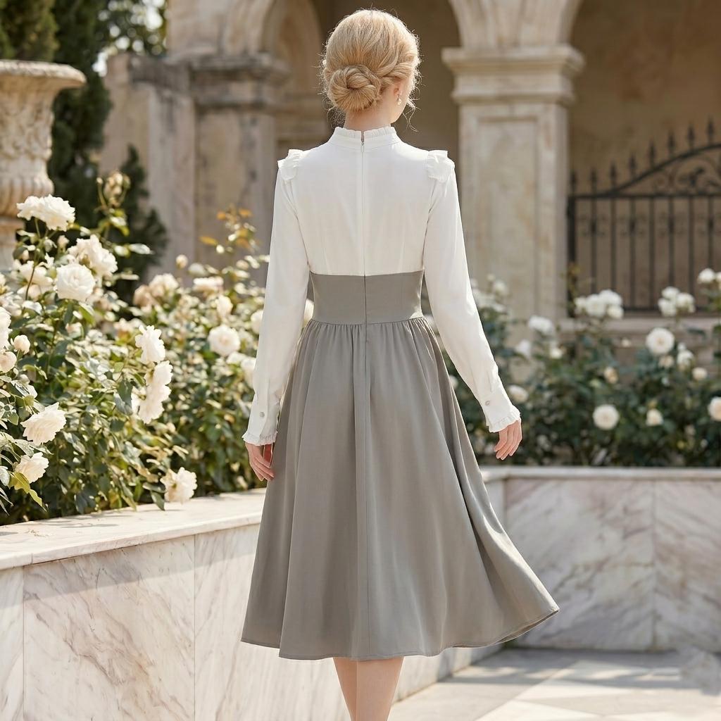 Gray Vintage Pinafore Midi Dress - Image 4