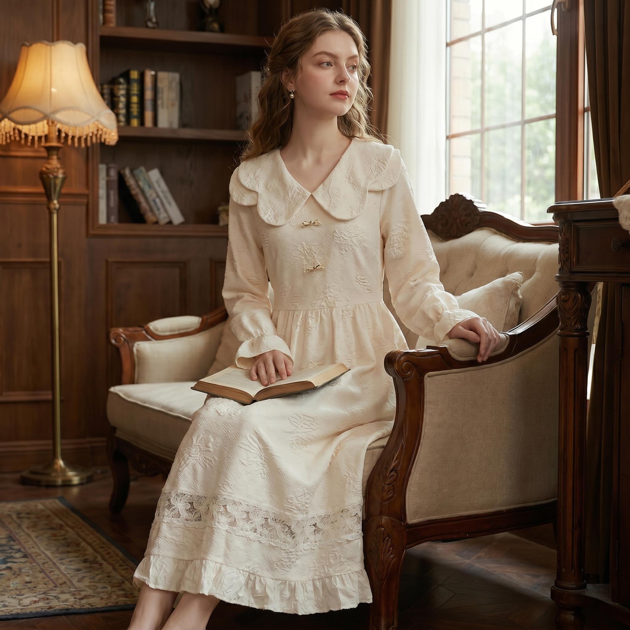 Ivory Vintage Lace Midi Dress - Image 4