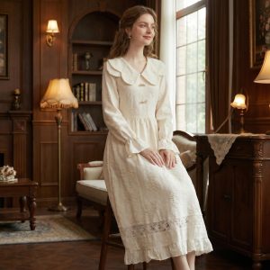 Ivory Vintage Lace Midi Dress