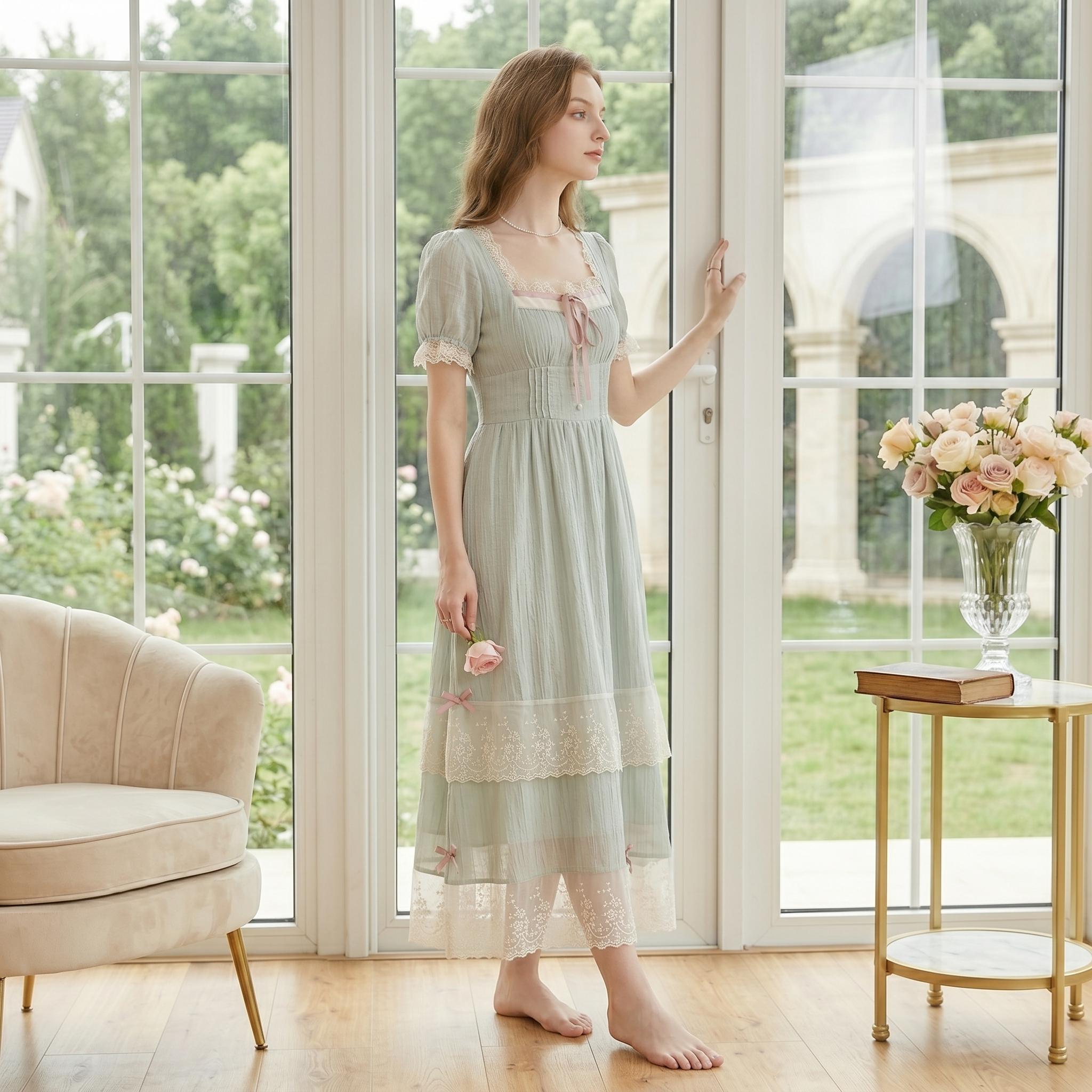 Soft Sage Green Lace Midi Dress - Image 4