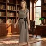 Vintage Houndstooth Midi Dress