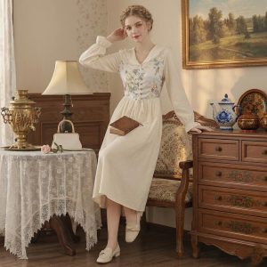 Vintage Floral Off-Shoulder Midi Dress
